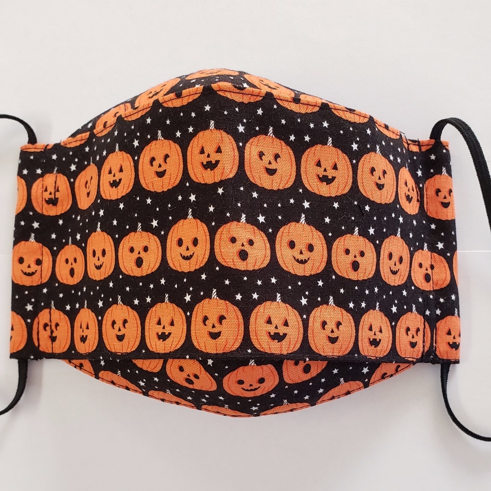 Halloween Orange Pumpkins Fall Autumn Face Mask